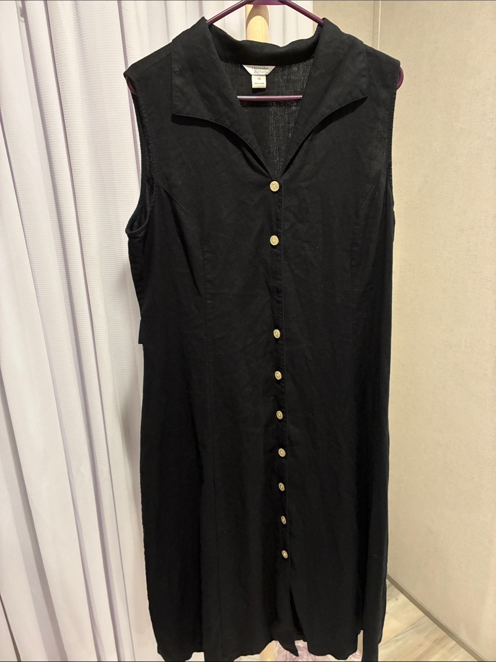 Christopher & Banks Black Sleeveless Button-Front Maxi Dress